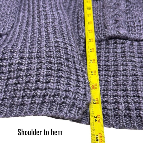 Sioni Purple Wool Blend Rabbit Fur Trim Floral Cozy Knit Cardigan Holiday M - Picture 12 of 12